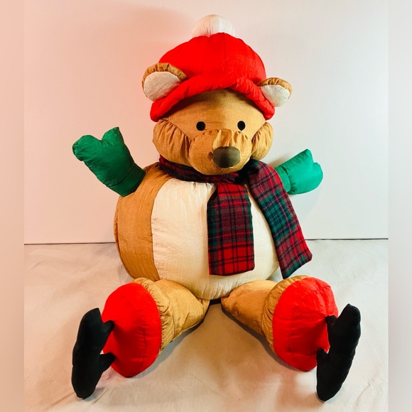 Vtg1978 Dayton Hudson Plush Teddy Bear Nylon Brown Stuffed Animal Ice Skates 24" - Picture 1 of 9